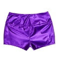 thumbnail image 7 of Yartina Womens Oily Glossy Booty Shorts Solid Color Hot Pants High Waist Underwear Rave Dancewear Purple L, 7 of 7