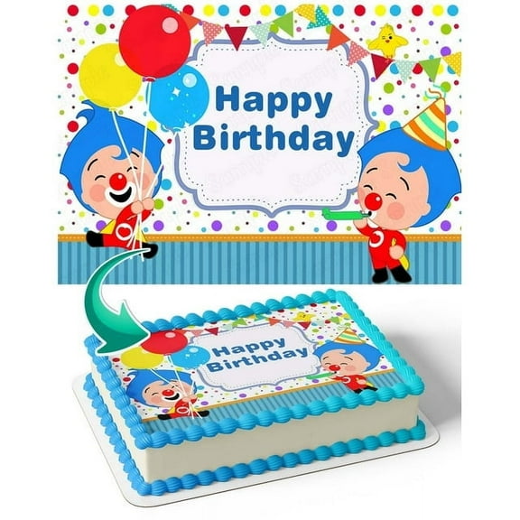 SugarMeLicious Plim Plim Baby Cake Image Topper, Personalized 1/4 Sheet Birthday Cake Banner for Parties, Edible Cake Image Topper