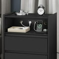 thumbnail image 4 of 2 Drawers Black Nightstand with Charging Station, 24" Tall Bedside Table End Table for Bedroom or Living Room, 4 of 9