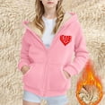 thumbnail image 2 of XEGLSBU Girls Winter Coat Size 7-8 Girls Zip up Hooded Jacket with Print Cute Casual Winter Warm up Outerwear for Kids with Pockets Girls Winter Coat A-Pink Size 10-11 Years, 2 of 4