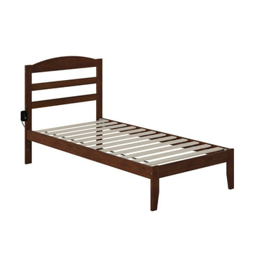 AFI Warren Solid Wood Traditional Twin Bed with USB Charging Station in Walnut