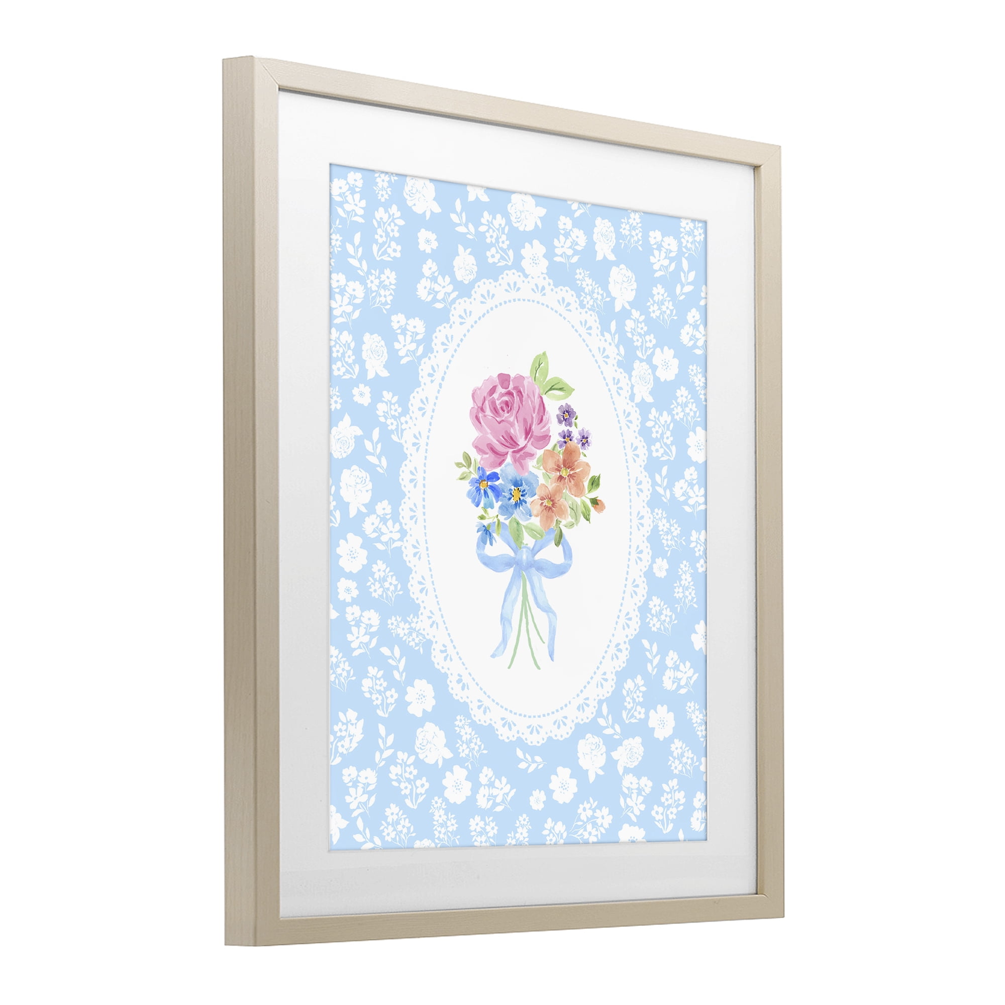 Stupell Industries Blue Feminine Bouquet Birch Framed Print Under Glass, design by Corinne Haig