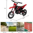 thumbnail image 6 of 24V Kids Dirt Bike Electric, 250W Ride on Motorcycle, 13.6 MPH Fast Speed Motocross, Leather Seat Off-Road Motorcycle, Twist Grip, Metal Suspension, Air-Filled Tires, for Kids Teens Age 8+ (Red), 6 of 6