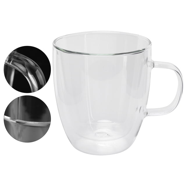 Vasos De Doble Pared Con Asa Para Taza De Café De Vidrio Transparente