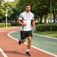 thumbnail image 6 of Men's Workout Shirts Quick Dry Seamless Short Sleeve Tshirts Breathable Compression Workout T-Shirt Geometric Print Athletic Tee For Gym Running Training, 6 of 6