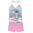 thumbnail image 4 of YEAHDOR Kids Girls 2pcs Floral Prints Swimsuit Halter Swimming Tank Top with Bottoms,Sizes 7-16, 4 of 5