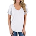 thumbnail image 3 of Women's Short Sleeve V-Neck Shirts Loose Casual Tee T-Shirt, 3 of 6