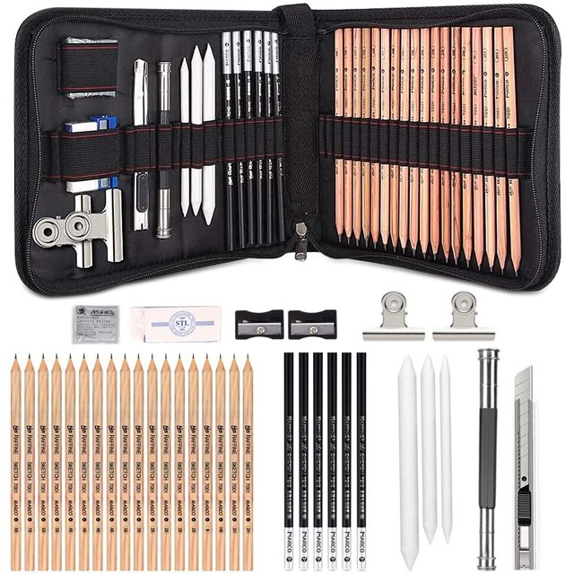 35 Pieces Sketching Drawing Pencils Art Set,Perfect for Beginners Art Kit,Charcoal Pencils, Erasers and Paper Pens,Free Clips- Art Supplies, Drawing Pencils, Graphite Pencils, Sketching Supplies