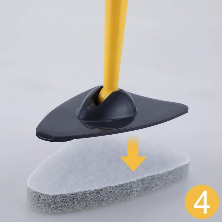 Yocada Tub Tile Scrubber Brush 2 in 1 Cleaning Brush 58.2 Adjustable  Telescopic Pole Stiff Bristles Scouring Pads for Cleaning Bathroom Kitchen