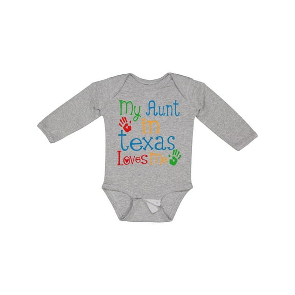 Inktastic My Aunt in Texas Loves Me Boys or Girls Long Sleeve Baby Bodysuit