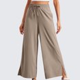 thumbnail image 3 of Efsteb Wide Leg Sweatpants Women Elastic Waist Drawstring Baggy Pants Wide leg Pants Trousers Pants for Women Comfortable Casual Solid Color Loose Pants for Women Sweatpants Trousers Khaki L, 3 of 8