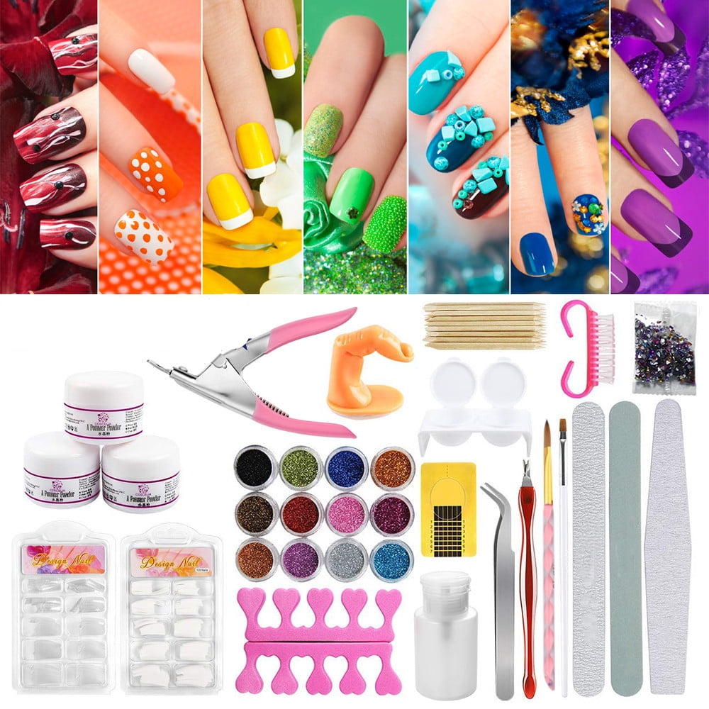 Nail Art Kit, Acrylic Nail Art Tool 1 Set Full Acrylic Powder Nail Art