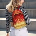 thumbnail image 5 of Rateoe Red Gold Glitter Pattern Durable Canvas Backpack for Men & Women – Stylish & Lightweight – Adjustable Straps, Multiple Pockets – Fits 15-17 Inch LaptopsSmall, 5 of 5