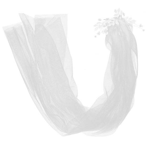 KAKOWELY Velo de novia de flores con clip, velo de novia largo decorativo, accesorio para vestido de novia