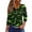 Green, variant on WTOBBY Women's Halloween Printed V-Neck Button Detail Tee with 3/4 Sleeve, Casual Weekend Fashion Top for Fall Season, Comfortable Daily Wear Apparel,Black L