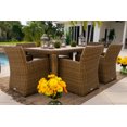 thumbnail image 3 of Malmo 7-Piece Resin Wicker Outdoor Patio Furniture Dining Table Set In Natural w/ Dining Table and Six Cushioned Chairs (Full-Round Natural Wicker, Sunbrella Canvas Charcoal), 3 of 9