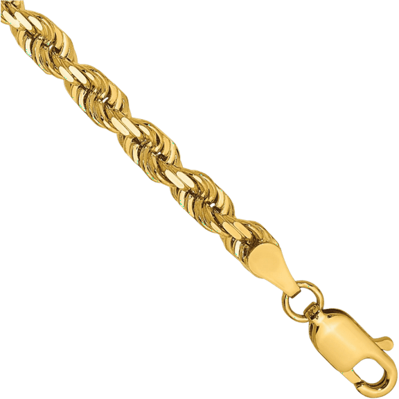 14K Solid Yellow Gold 4mm Quadruple Rope Chain Bracelet