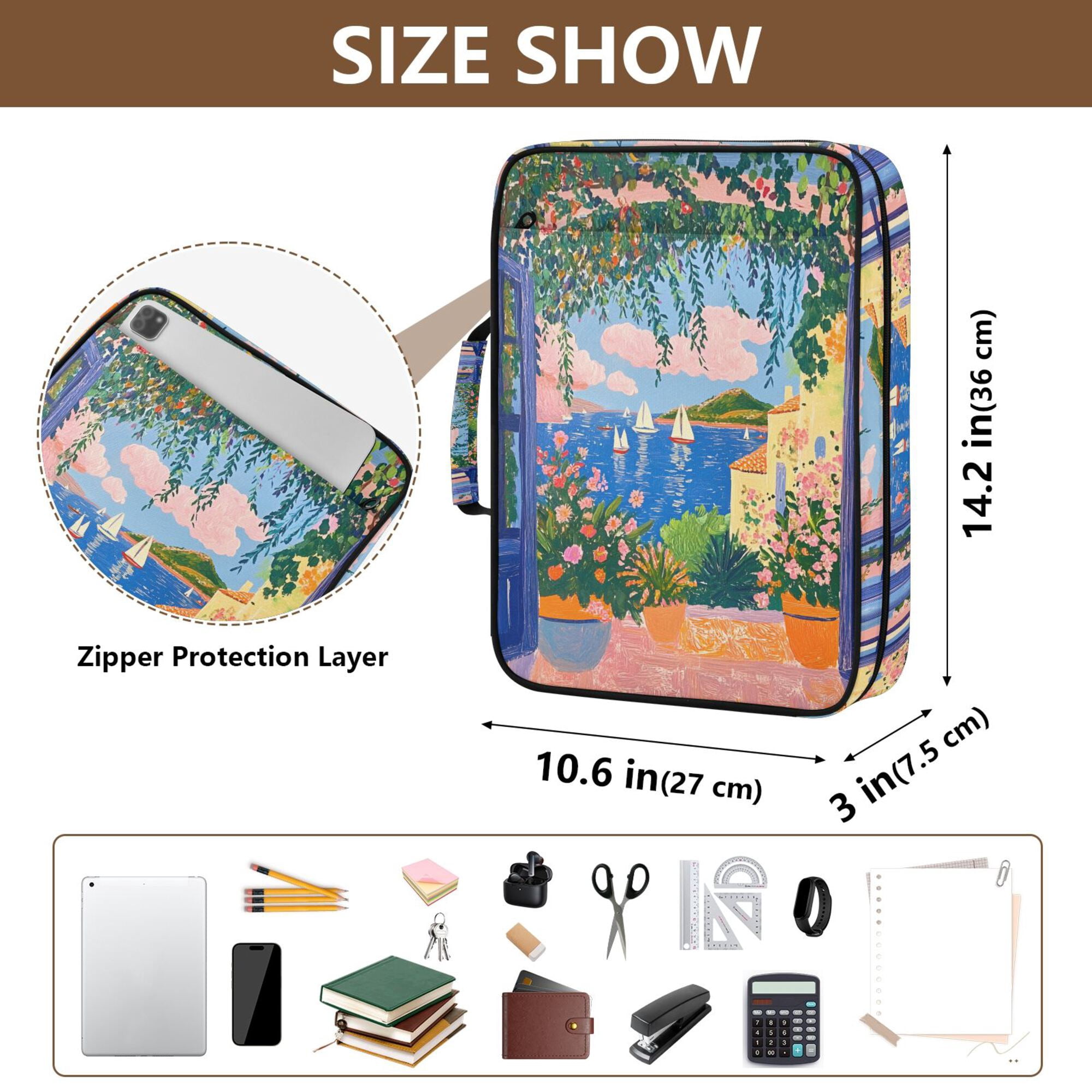 FORMRS Accordion File Folder A4 Size 7-Pocket Expanding Document Organizer Bag with 3 Ring Binder, Blue Window