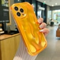 thumbnail image 3 of iPhone 14 Pro Holographic Case, Cute Laser 3D Water Ripple Bling Glitter Luxury Wave Shape Phone case for Women Girls Silicone Protection Cover (Fluorescent Orange), 3 of 16