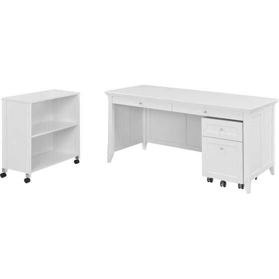 Amelia Desk with Mobile Storage Cube and FileFinishWhite
