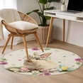 thumbnail image 4 of Easter Cute Bunny Round Area Rug 3Ft Washable Small Circle Rugs for Kitchen Entryway, Eggs Spring Daisy Flowers Vintage Non-Slip Carpet Floor Mats Indoor Outdoor Carpet Runner Aesthetic Home Decor, 4 of 8
