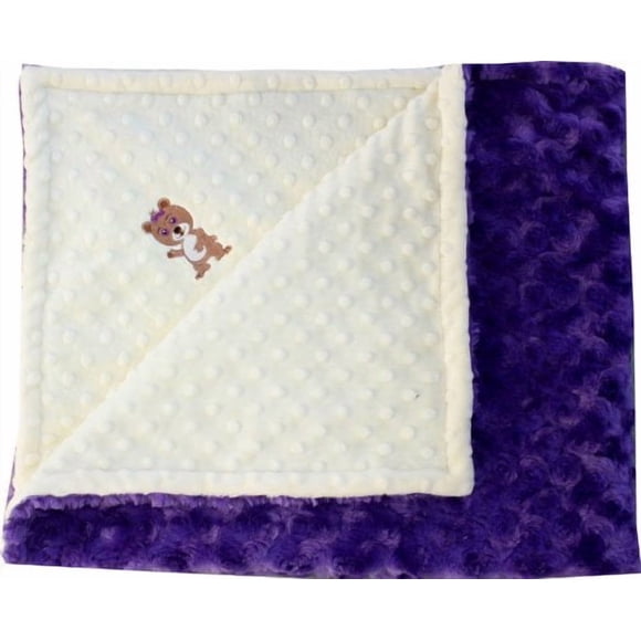 Manta Lil' Cub Hub Minky Amarilla con Lunares y Capullos de Rosa Morados