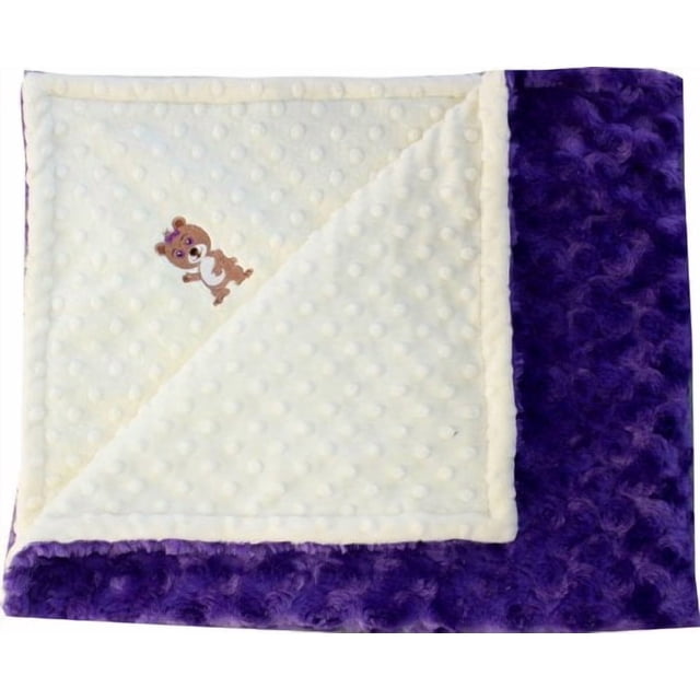 Manta Lil' Cub Hub Minky Amarilla con Lunares y Capullos de Rosa Morados