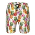 thumbnail image 4 of Naloa Hawaiian Pineapples And Hibiscus Flowers Men's Beach Shorts, Surfing shorts, Swim trunks, Quick Dry Swim Trunks for Surfing Beach Fun - X-Large, 4 of 9