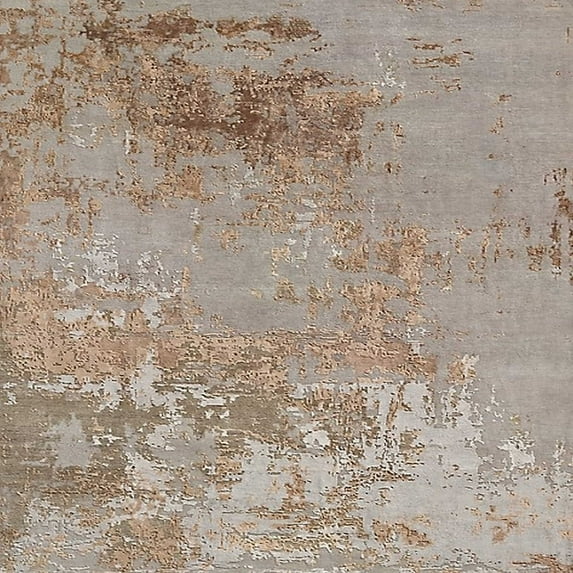 Ahgly Company Machine Washable Indoor Square Industrial Modern Dark Almond Brown Area Rugs, 6' Square