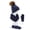 Navy Blue, variant on 3pcs Men Women Knitted Hat Scarf Gloves Set Thick Winter Warm Fake Ball Cap Neck Warmer