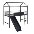thumbnail image 4 of Tcbosik Twin Size House Loft Bed with Slide and Ladder, Metal Bed Frame with 2 Sided Writable Wooden Board and Roof for Kids Teens, Black, 4 of 9