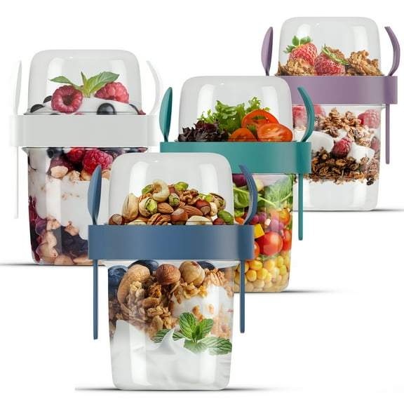 4-Pack Yogurt Parfait Cups with Lids & Spoons – Reusable, Leakproof, BPA-Free