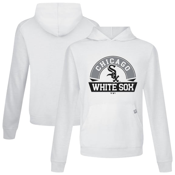 Men's Levelwear White Chicago White Sox Relay Banner Arch Pullover Hoodie