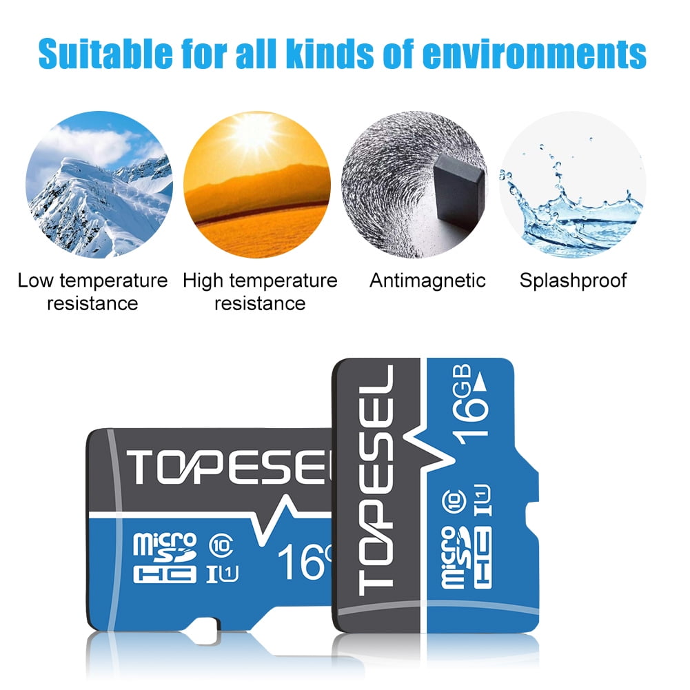Micro SD Card with Adapter 5 Pack/16Gb for Nintendo Switch Phone Camera Topesel Class 10 UHS-I High Speed TF Memory Card Blue