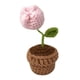 thumbnail image 2 of Flores de ganchillo tejidas a mano, mini flores en maceta, pequeña maceta linda Rosado, 2 of 9