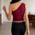 thumbnail image 4 of VEKDONE One Shoulder Going Out Tops for Women Trendy Summer Y2K Clothes Sleeveless Fitted Spring Fashion Shirts Wine L, 4 of 5