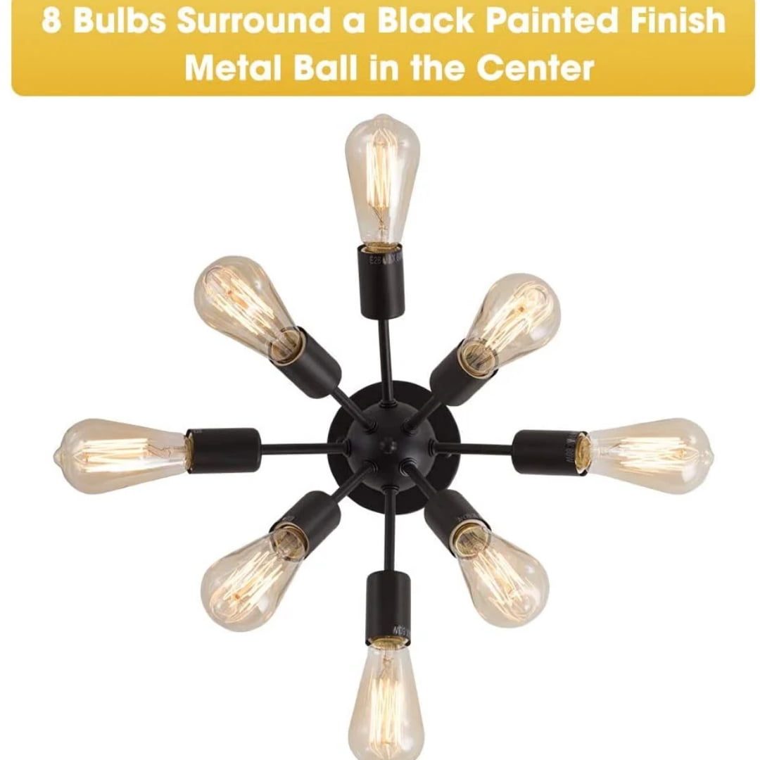 Mount Sputnik Ceiling Light with 8 Lights, Modern Antique Black Sputnik Industrial Ceiling Lamp