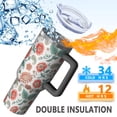 thumbnail image 5 of 40oz Pioneer Flower Floral Print Pattern Insulated Tumbler with Handle, BPA-Free Leak Proof Lid and Straws, Double Wall Vacuum, Hot 12h/Cold 34h, 5 of 6