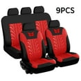 thumbnail image 4 of 9PCS Universal Car Seat Covers Full Set Protector Cushion Front Rear 3D Butterfly Embroidery Pattern, Red, 4 of 10