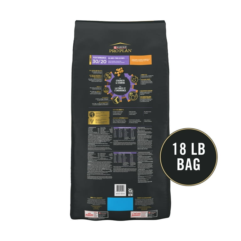 Purina Pro Plan Performance Dry Dog Food High Protein SPORT 30 17 Chicken Rice 18 lb Bag Walmart