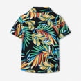 thumbnail image 4 of CAUYDY Boys Hawaiian Shirt Short Sleeve Button Down Shirt Casual Floral Tropical Beach Shirts(L101-Dark Green,12-18 M), 4 of 9