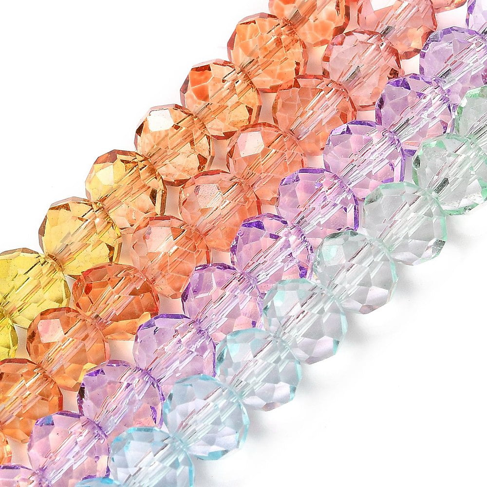 20 Strand Transparent Painted Glass Beads Strands Faceted Rondelle Colorful 6x5mm Hole: 1mm about 80~85pcs/strand 38~40cmDIY