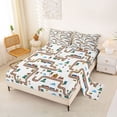 thumbnail image 2 of Castle Fairy Railway Map Full Size Sheets 4-Piece for Kids, Town Signal Print Bed Sheets for Bedroom, Brown Yellow Blue, 2 of 6