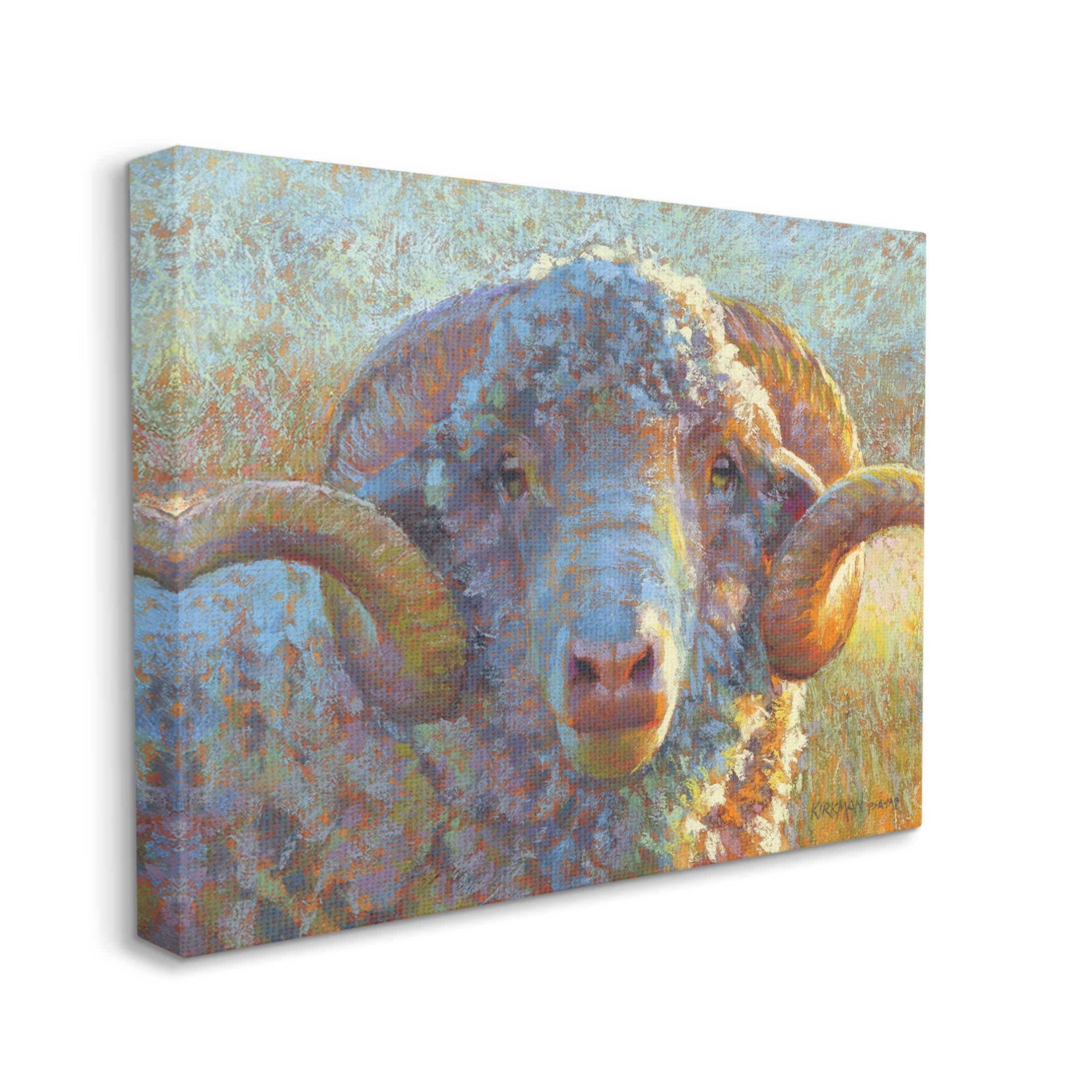 Country Sheep Modern Portrait Animals & Insects Painting Gallery Wrapped Canvas Print Wall Art