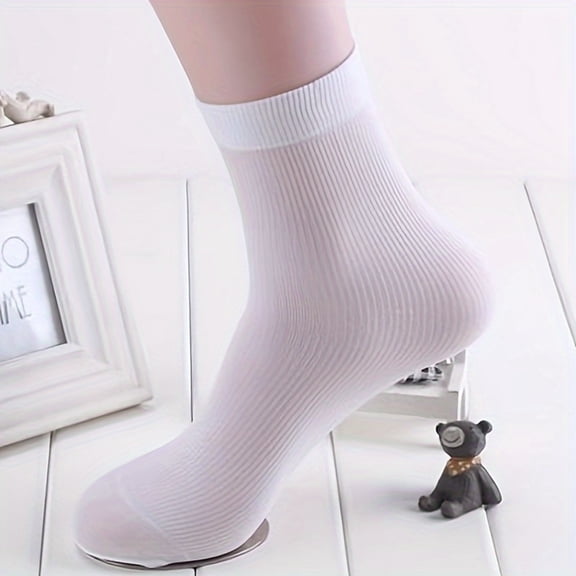 Men's Thin Elastic Ankle Socks, Breathable Lightweight Dress Socks, 10 Pairs