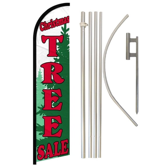 Christmas Tree Sale Windless Banner Flag & Pole Kit
