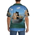 thumbnail image 5 of KLL Two Brave Cats Print Men's Shirt Short Sleeve Button Down Summer Cuba Beach Shirts- Small, 5 of 7