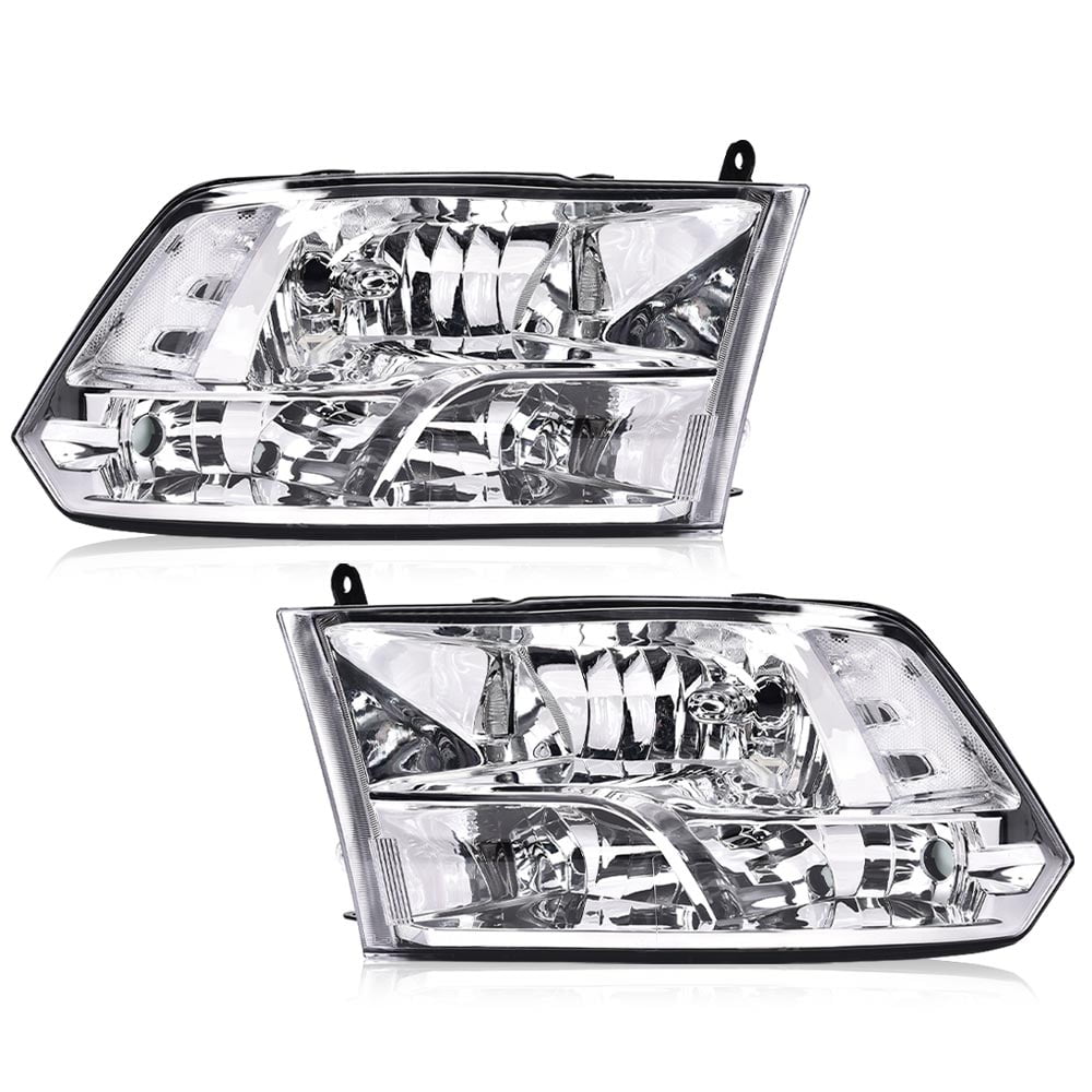 Headlights, Fit for 2009-2018 Dodge Ram 1500, 2010-2018 Ram 2500 3500, 2011-2018 Ram 3500 4500 5500(Only Fits Models with Quad Headlamps, Only Fits Dual or Quad Headlight models)