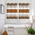 thumbnail image 3 of Modern Brown Kitchen Curtains Short 54 Inch Length, Boho Contemporary Geometric Striped Grommet Top Bedroom Living Room Curtains, Light Filtering Cafe Curtain Drapes 2 Panels Set 84''x54'', 3 of 9