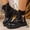 Black, variant on YOUYEDIAN Boots for Women Fall Winter Versatile Lace-up Design Round Toe Fashion Deco Ankle Booties Casual Platform Comfy Warm Outdoor Walking Shoes